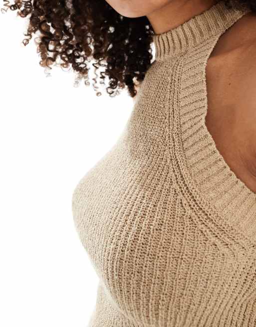 Pimkie - Gebreide top met racerhals in taupe, 4 van 4