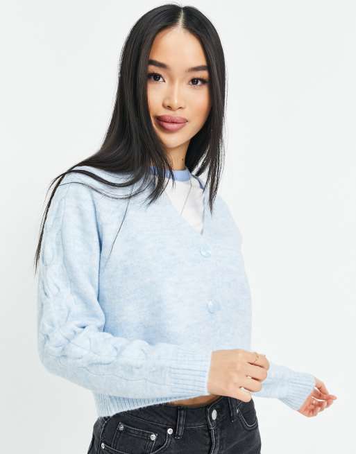 Pimkie - Gemêleerd gebreid vest in babyblauw