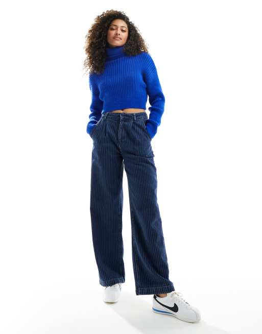 Pimkie - Geribbelde cropped coltrui in blauw