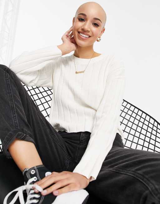 Pimkie – Gerippter Pullover in Ecru