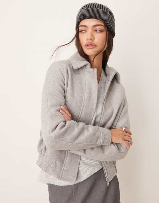 Pimkie - Giacca bomber in misto lana color grigio
