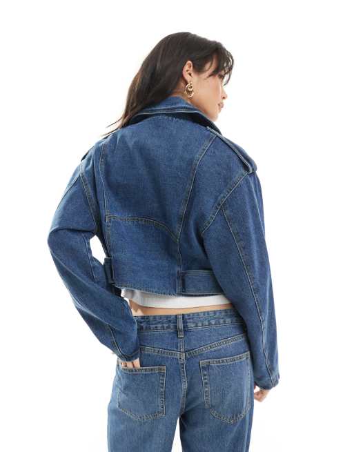 Pimkie Giacca di jeans corta biker blu ASOS