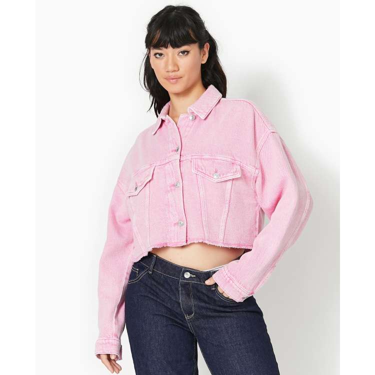 Pimkie Giacca di jeans corta oversize con bordo grezzo lavaggio rosa Milo Ventimiglia dressed down in jeans Cra wallonieShops