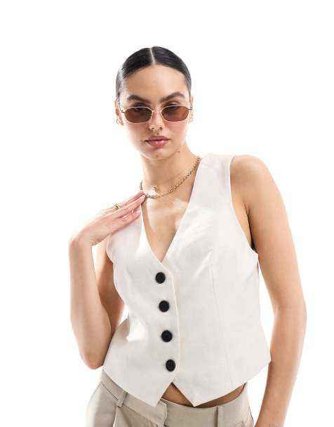 Pimkie - Gilet met linnenlook in beige - view 1