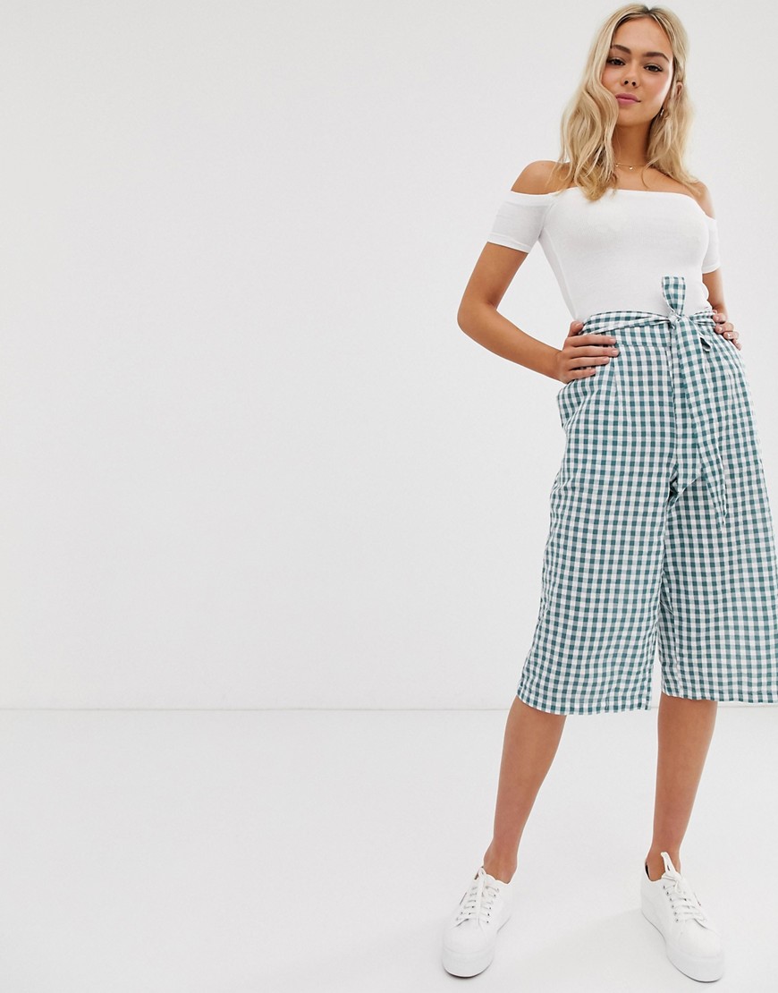 Pimkie gingham cropped trousers in multi