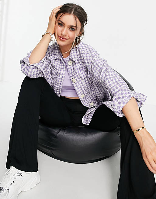 Women Shirts & Blouses/Pimkie gingham shacket in lilac 