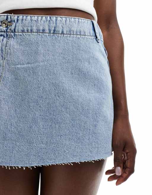 Pimkie Gonna pantalone a portafoglio in denim lavaggio blu chiaro ASOS