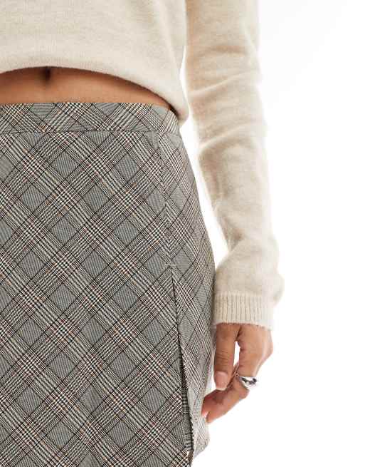 Pimkie - Gonna pantalone grigio a quadri con spacco laterale, 3 di 5