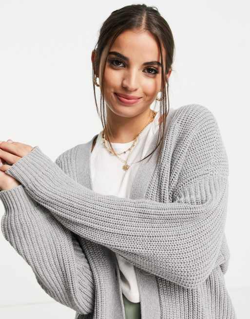 Pimkie - Grå longline-cardigan med knapper og V-hals