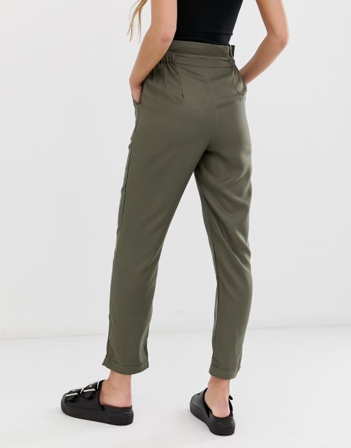 Pimkie Grune Hose Mit Paperbag Taille Asos