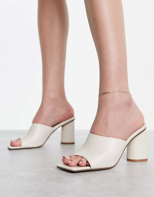 Cream hotsell heeled mules