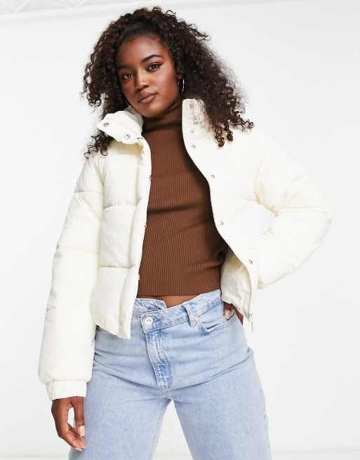 Pimkie high neck padded jacket in cream | ASOS