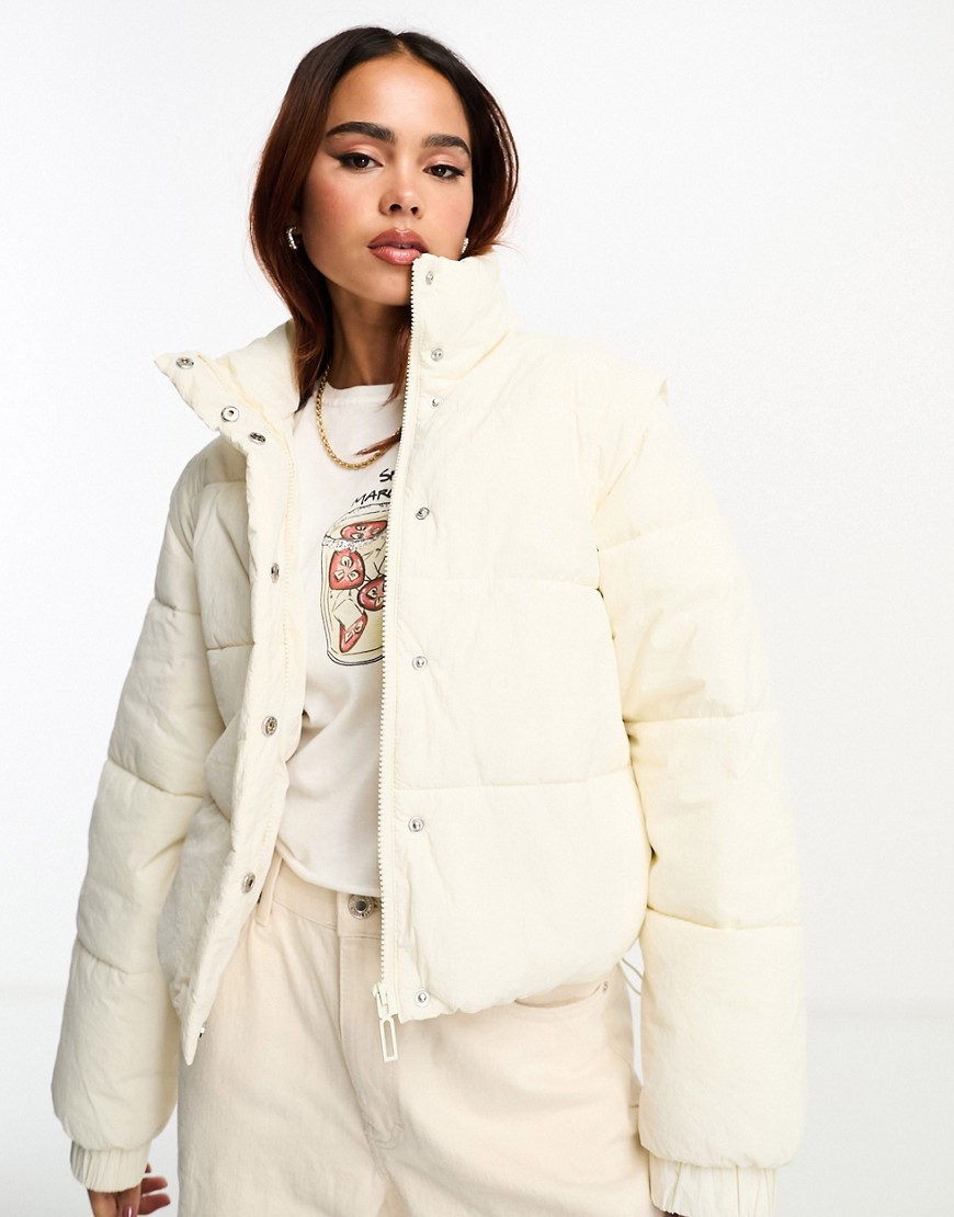 Pimkie high neck padded jacket in ecru-White