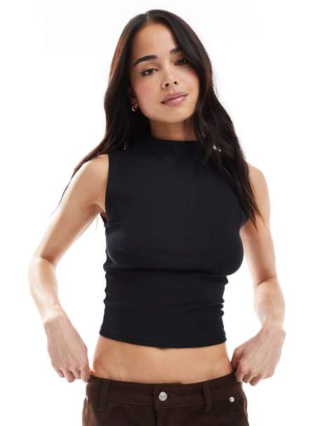 Pimkie high neck sleeveless top in black - view 1