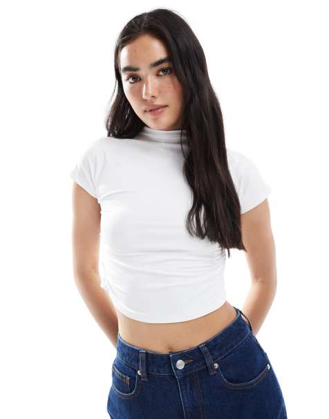 Pimkie high neck sleeveless top in white 