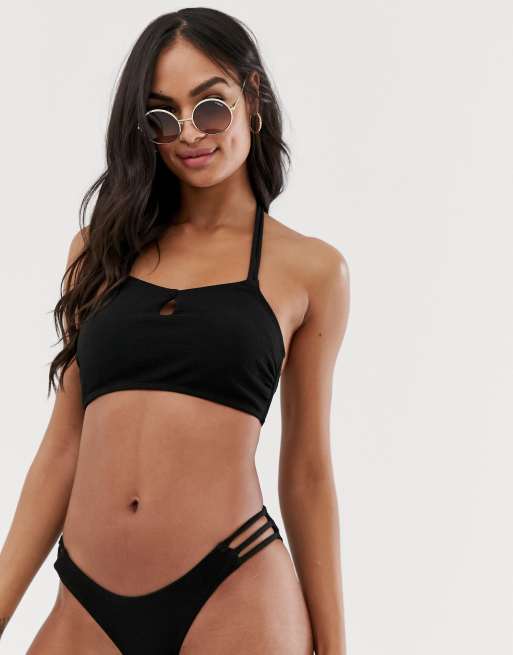 Strappy high neck store bikini top