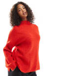 [Pimkie] Pimkie high neck wide sleeve jumper in red S Red(Fiery red)