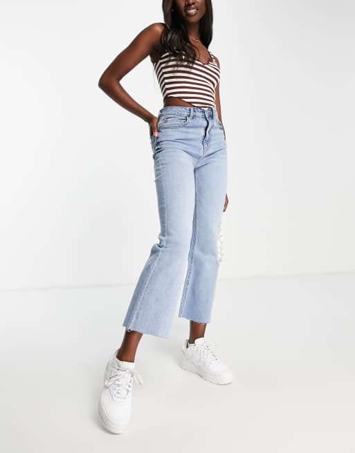 Pimkie high waist flare jean in bleach blue