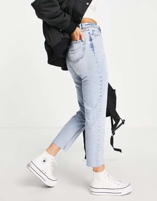 Pimkie high waist straight leg jeans in bleached blue