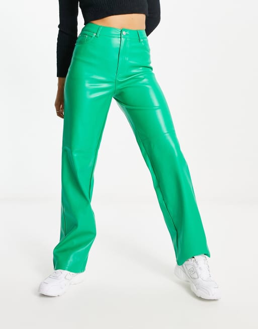 Green store vinyl trousers