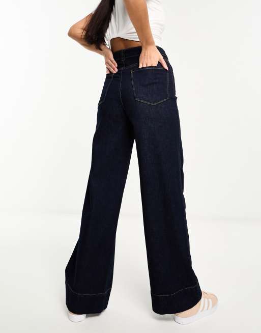 Pimkie high waisted front pocket wide leg jeans in indigo blue, 2 of 4