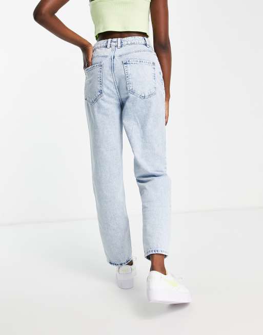 Pimkie high waisted mom jean in bleach blue | ASOS