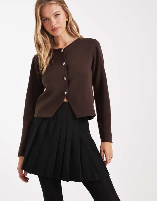 Pimkie high waisted pleated hem skater mini skirt in black, 2 of 5