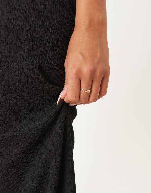 Pimkie high waisted pull on textured wide leg trousers in black, 3 of 5