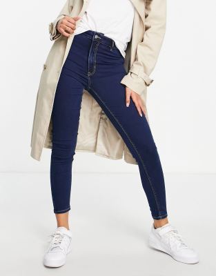 Pimkie high waisted ultra skinny jeans in dark blue