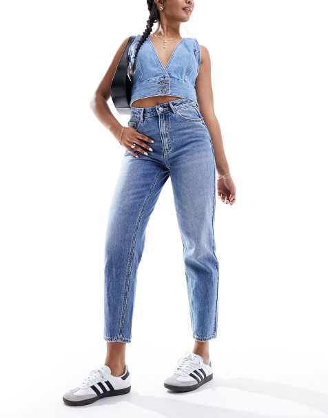 Pimkie - Højtaljede mom-jeans i blå vask - view 1