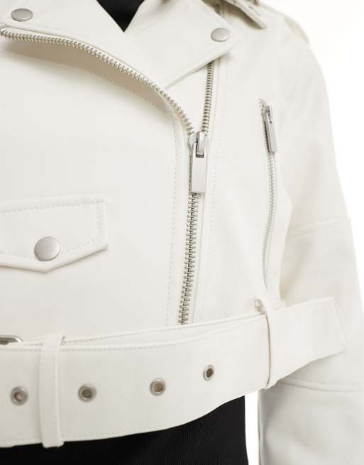 Pimkie - Hvid cropped bikerjakke i læderlook, 3 af 4