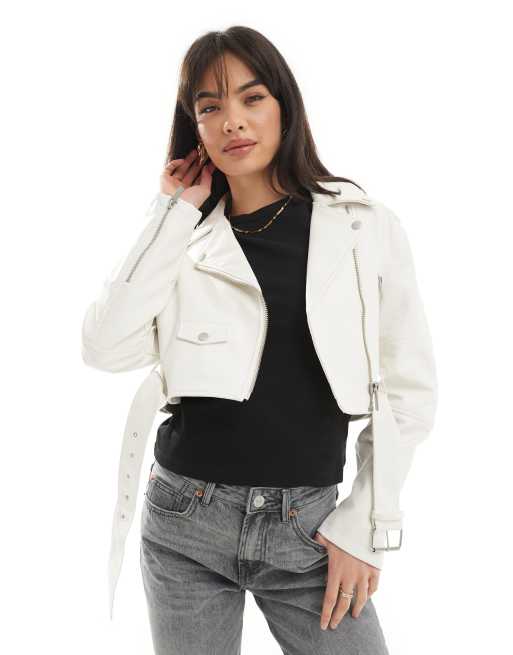 Pimkie - Hvid cropped bikerjakke i læderlook, 4 af 4