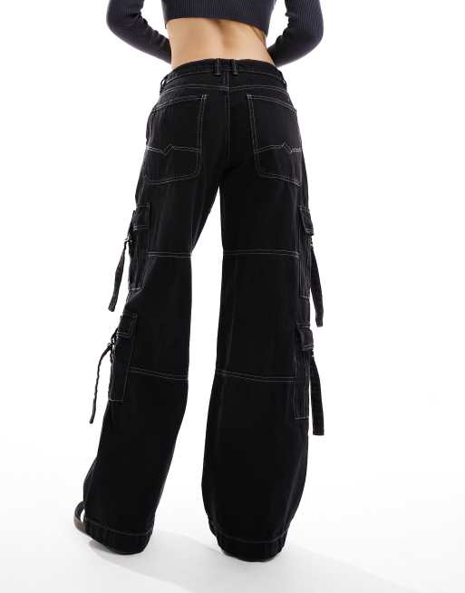 Pimkie - Jean cargo large - Noir délavé, 3 de 5