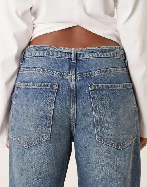 Pimkie - Jean large à taille mi-haute avec liens devant - Bleu denim moyen, 4 de 5
