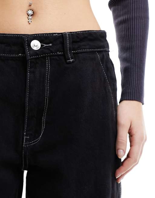Pimkie - Jeans cargo con fondo ampio nero slavato, 5 di 5