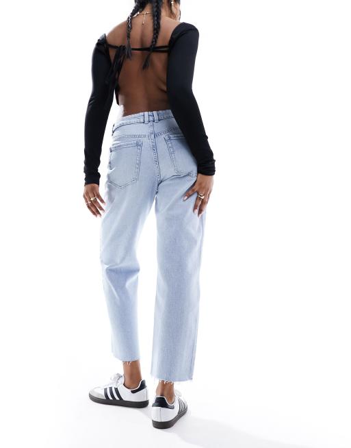 Pimkie - Jeans dritti lavaggio azzurro a vita alta, 5 di 5