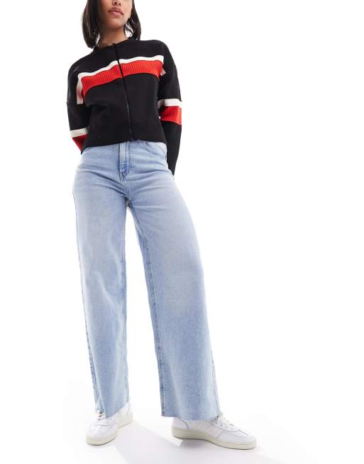 Pimkie – Jeans in blauer Waschung mit weitem Bein