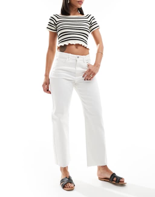 Pimkie - Jeans met halfhoge taille en rechte pijpen in wit
