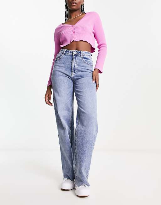  Pimkie - Jeans met wijde pijpen en hoge taille in blauw 