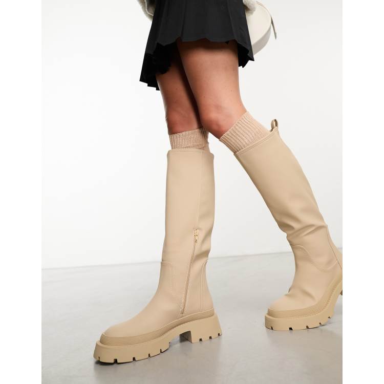 Cream knee store high boots