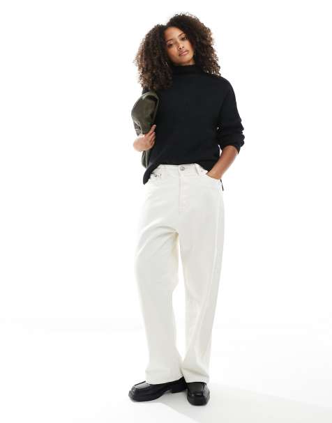Pimkie knitted high neck side split jumper in black - view 1