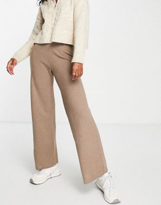 Pimkie knitted lounge co-ord trousers in brown