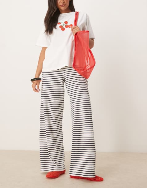 Pimkie knitted pants in mono stripe - view 1