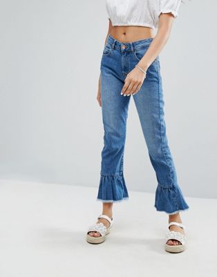 Pimkie – Korta jeans med utsvängda ben-Blå