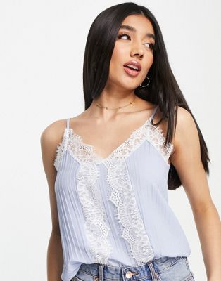Pimkie lace detail cami in blue