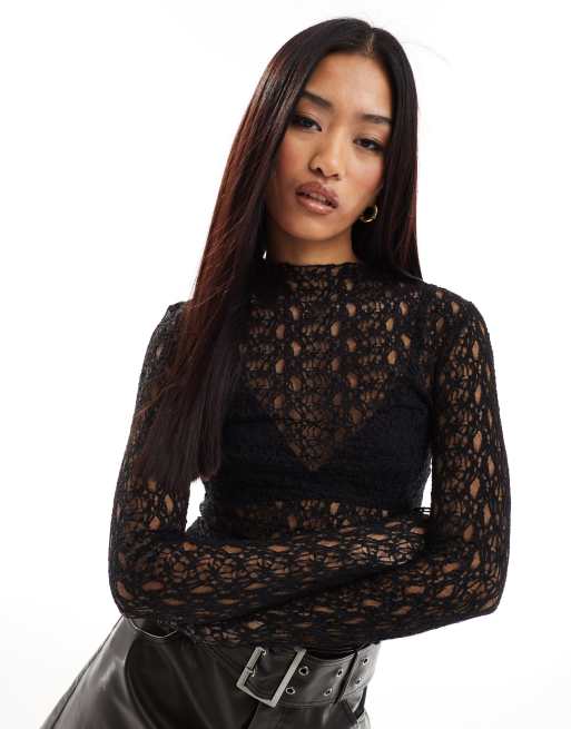 Pimkie lace top in black | ASOS