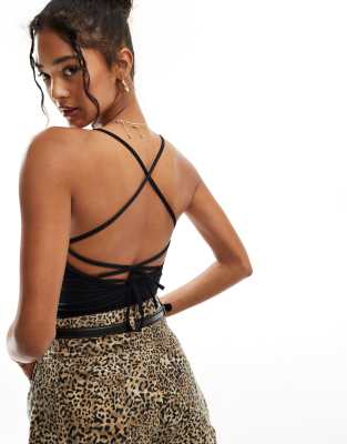 Pimkie lace up back detail body in black