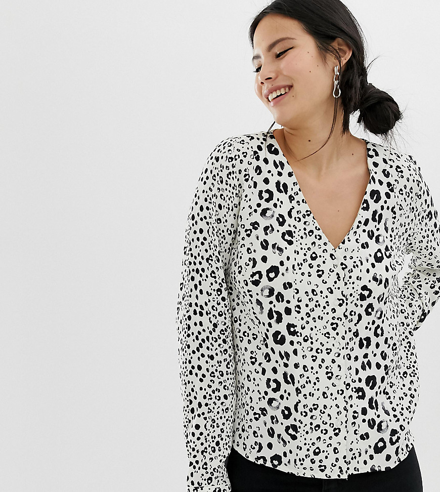 Pimkie langærmet skjorte i leopard print-Multifarvet