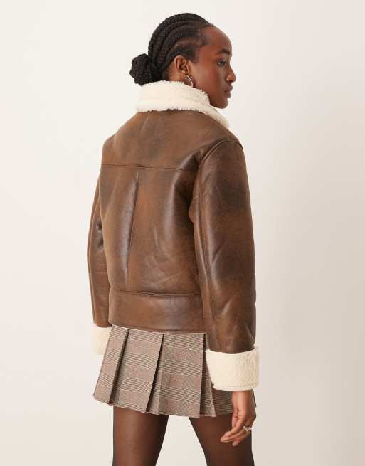 Shearling aviator jacket womens deals