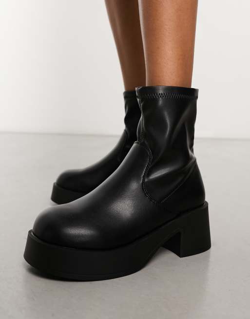 Black leather outlet look ankle boots